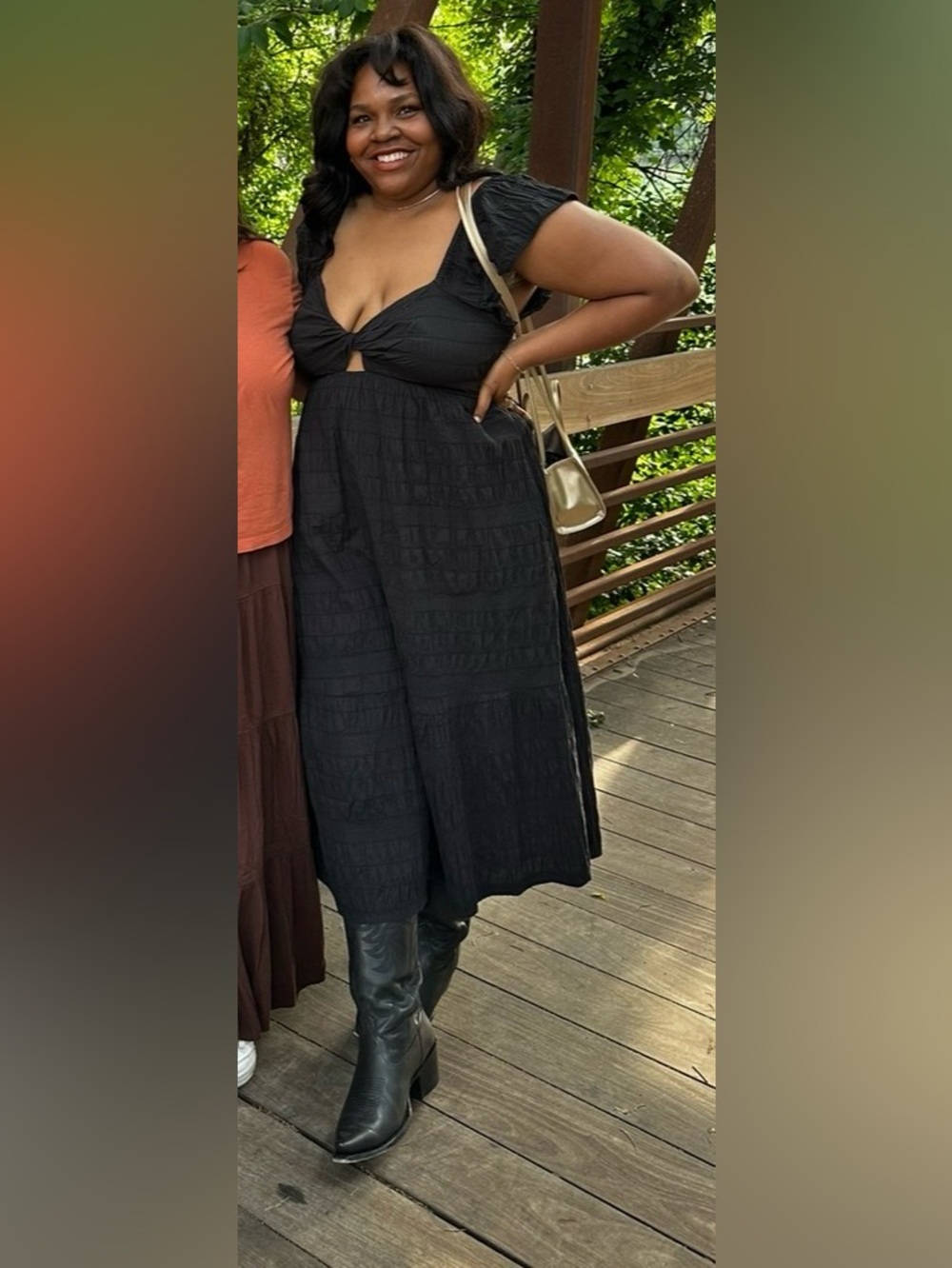 Universal Thread Black Smocked Bodice Midi Dress
